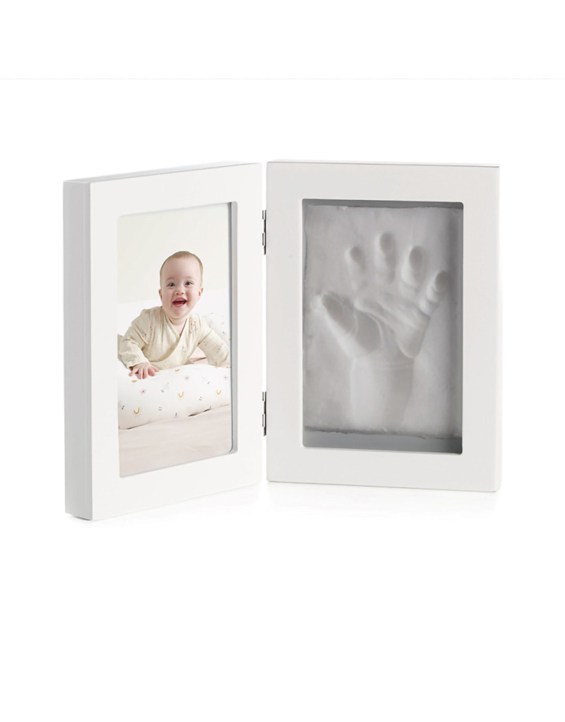 Relaxdays Cadre photos bébé avec empreintes plâtre, jeu pour main